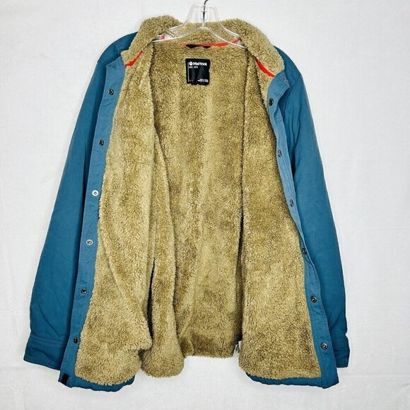 Marmot Sherpa Lined Ridgefield Shacket Jacket Blue Snap-Up Men's Sz M - Picture 9 of 9